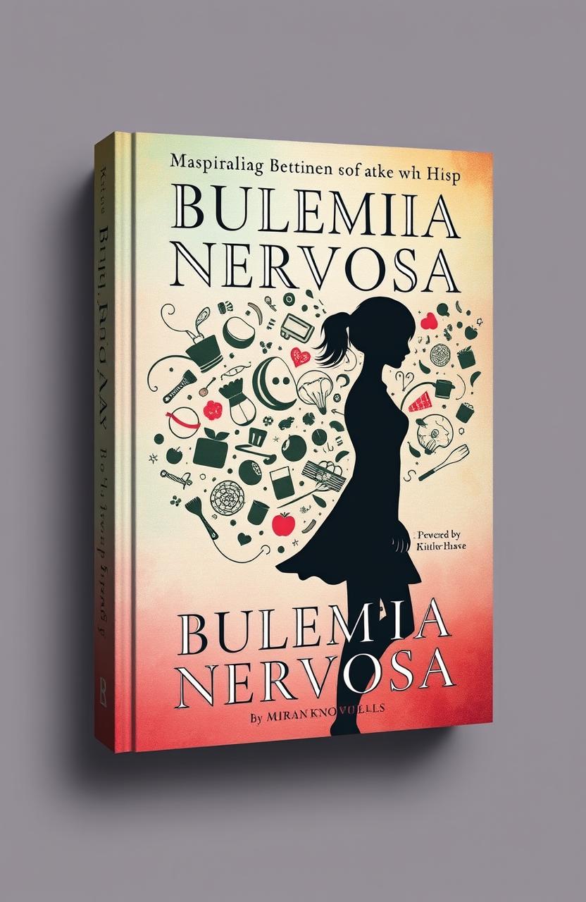 A powerful and evocative book cover design about bulimia nervosa, showcasing a delicate balance between beauty and struggle