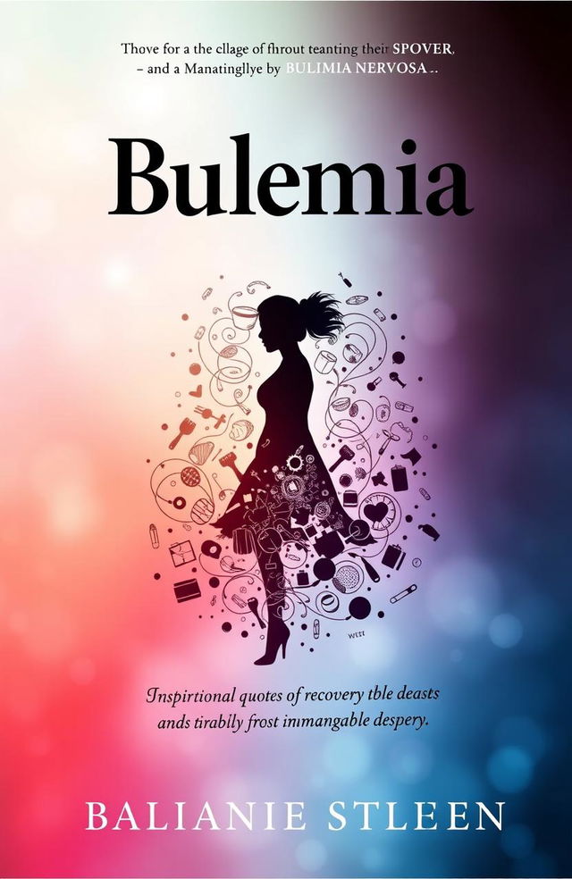 A powerful and evocative book cover design about bulimia nervosa, showcasing a delicate balance between beauty and struggle