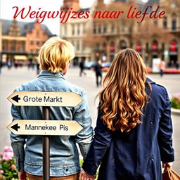 A romantic book cover featuring the Agoraplein in Brussels during springtime