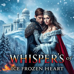 A mesmerizing fantasy book cover for "WHISPERS OF THE FROZEN HEART