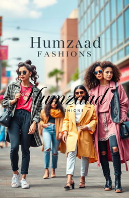 A stylish and modern clothing brand cover for "Humzaad Fashions", featuring elegant typography of the brand name in a contemporary font