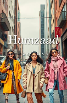 A stylish and modern clothing brand cover for "Humzaad Fashions", featuring elegant typography of the brand name in a contemporary font