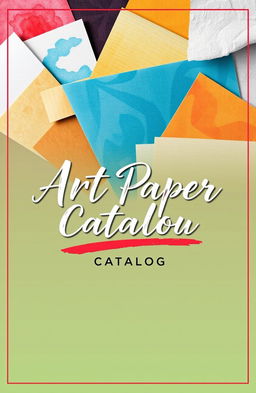 A visually striking catalog cover for art paper, showcasing various textures and styles of paper, with a vibrant color palette
