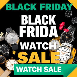 A vibrant and eye-catching Black Friday banner promoting a hand watch sale