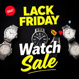 A vibrant and eye-catching Black Friday banner promoting a hand watch sale