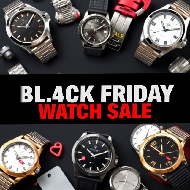 A vibrant and eye-catching Black Friday banner promoting a hand watch sale