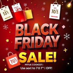 A vibrant and eye-catching Black Friday banner featuring bold, dynamic typography that reads 'Black Friday Sale!' in large letters