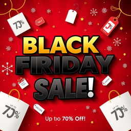 A vibrant and eye-catching Black Friday banner featuring bold, dynamic typography that reads 'Black Friday Sale!' in large letters