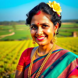 A portrait of a beautiful, elegant Bengali woman in traditional attire