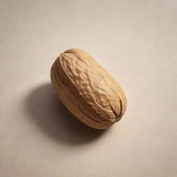 A realistic depiction of a single, perfectly textured peanut with shell on, lit beautifully from one side creating striking shadows