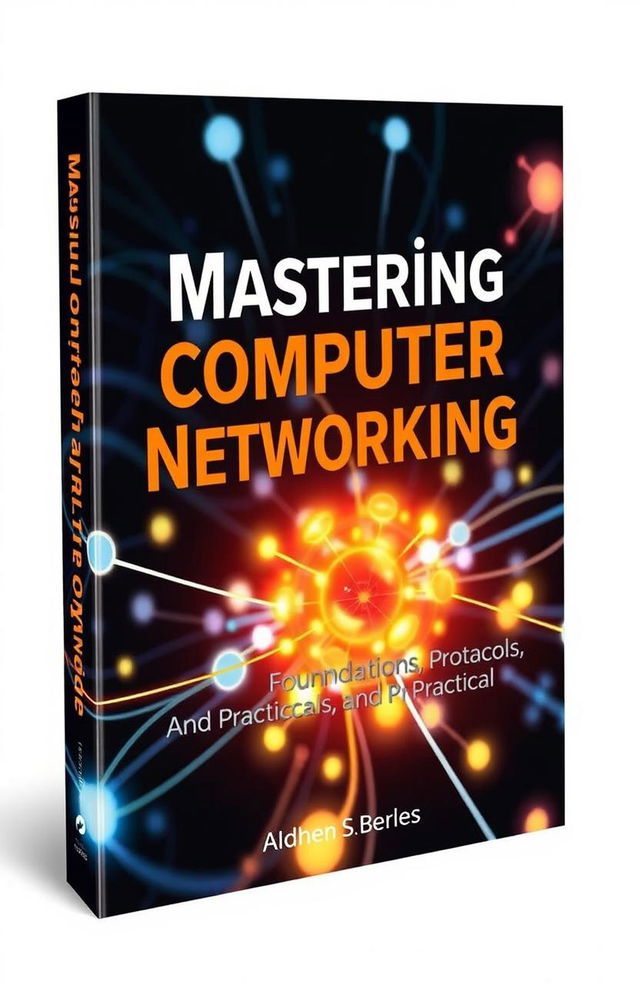 A visually compelling book cover design for 'Mastering Computer Networking: Foundations, Protocols, and Practical Applications'