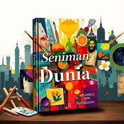 A stunning book cover design featuring the world's most famous artists in a vibrant, abstract style
