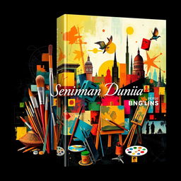 A stunning book cover design featuring the world's most famous artists in a vibrant, abstract style