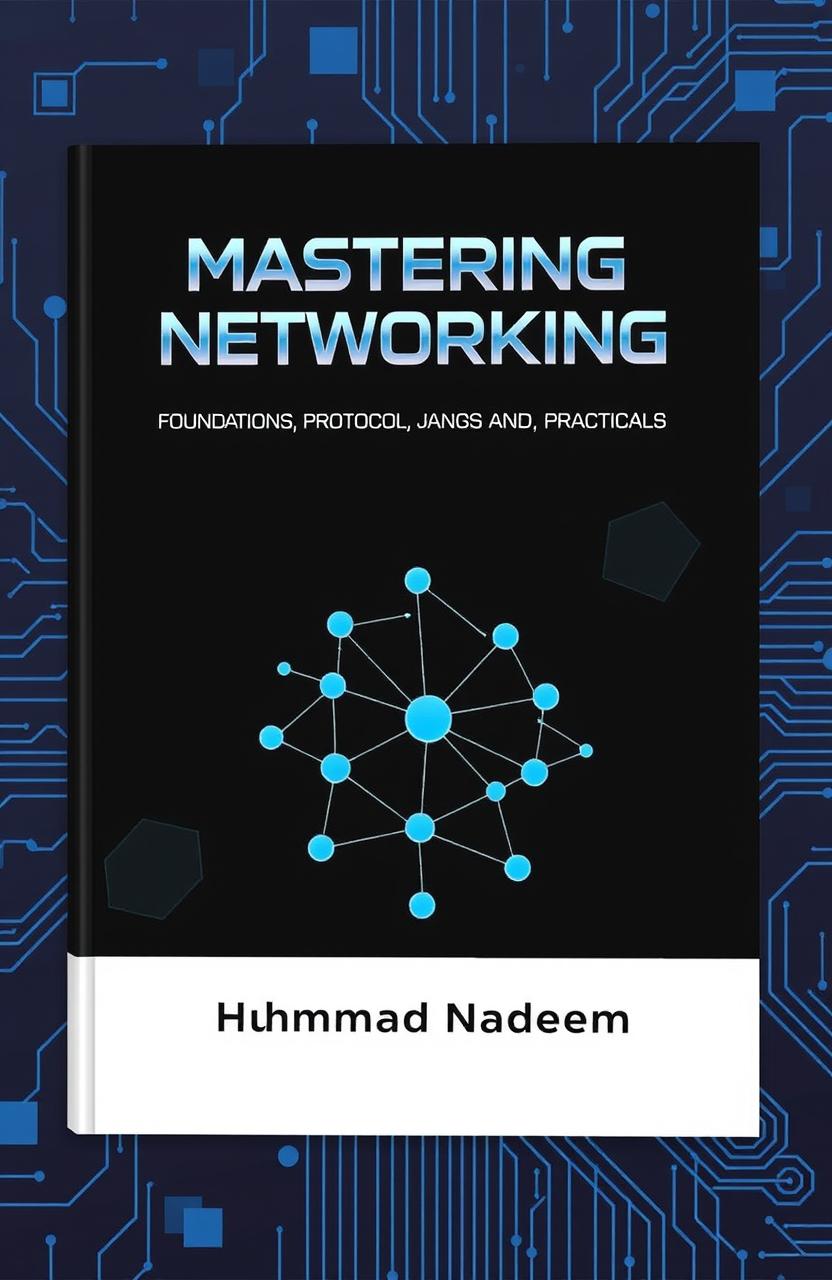 A visually appealing book cover for 'Mastering Networking: Foundations, Protocols, and Practical Applications' by Muhammad Nadeem