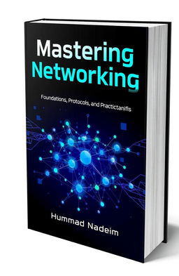 A visually appealing book cover for 'Mastering Networking: Foundations, Protocols, and Practical Applications' by Muhammad Nadeem