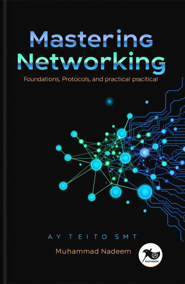 A visually appealing book cover for 'Mastering Networking: Foundations, Protocols, and Practical Applications' by Muhammad Nadeem