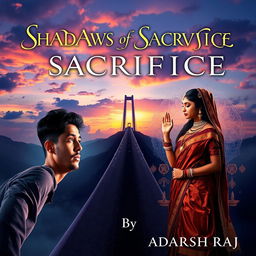 A surreal, dreamlike book cover for 'SHADOWS of SACRIFICE'