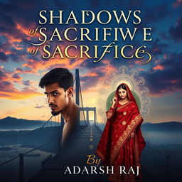A surreal, dreamlike book cover for 'SHADOWS of SACRIFICE'