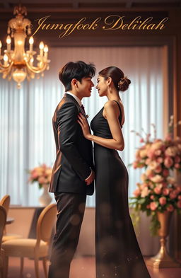An elegant, romantic cover featuring Jungkook and Delilah in a softly lit, upscale venue