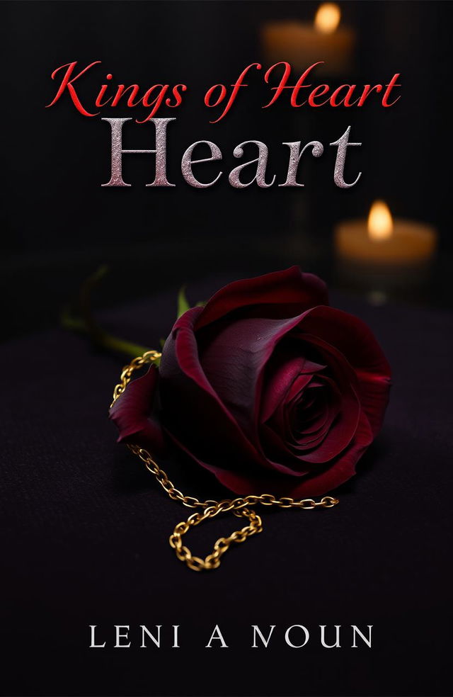 A dark, luxurious book cover featuring a black rose with subtle red undertones, resting on a textured, dark background reminiscent of velvet or worn leather