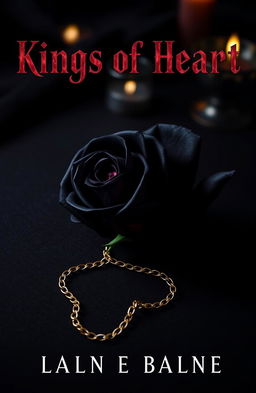 A dark, luxurious book cover featuring a black rose with subtle red undertones, resting on a textured, dark background reminiscent of velvet or worn leather