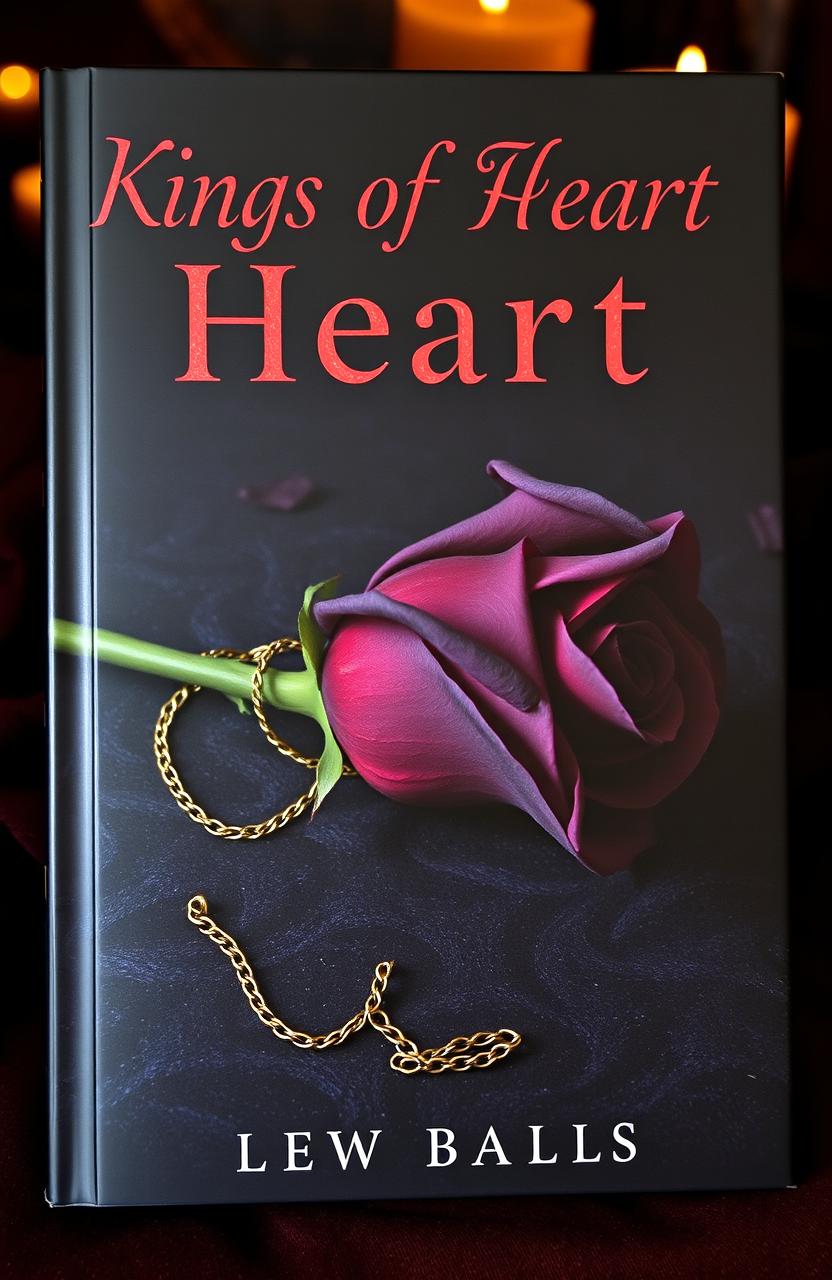 A dark, luxurious book cover featuring a black rose with subtle red undertones, resting on a textured, dark background reminiscent of velvet or worn leather