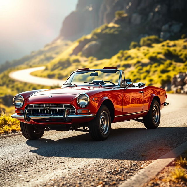 A Fiat 124 Spider 2000, featuring an elevated high suspension, striking a bold and adventurous appearance