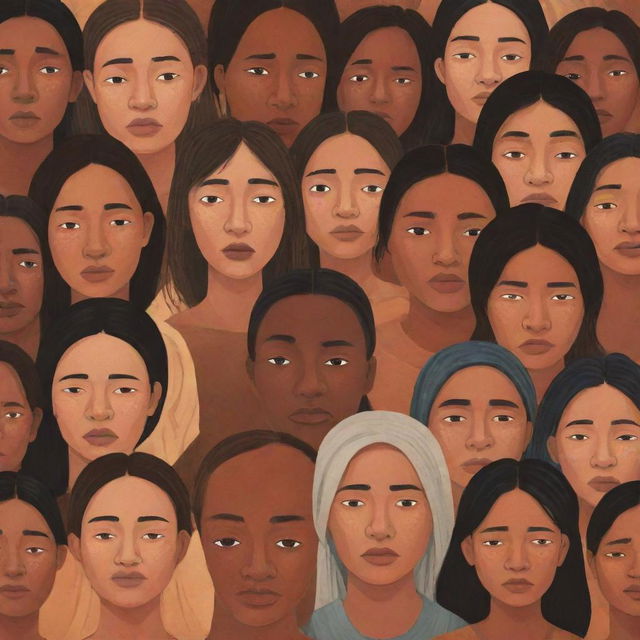 An illustration of multiple people from different cultures and backgrounds around the world, their faces full of tears and worry, representing their sorrow over the prolonged drought.