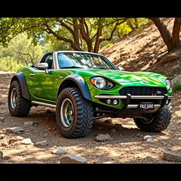 A striking Fiat 124 Spider 2000, transformed into an offroad widebody vehicle