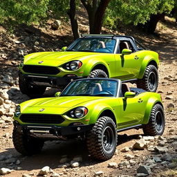 A striking Fiat 124 Spider 2000, transformed into an offroad widebody vehicle