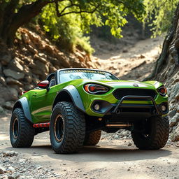 A striking Fiat 124 Spider 2000, transformed into an offroad widebody vehicle