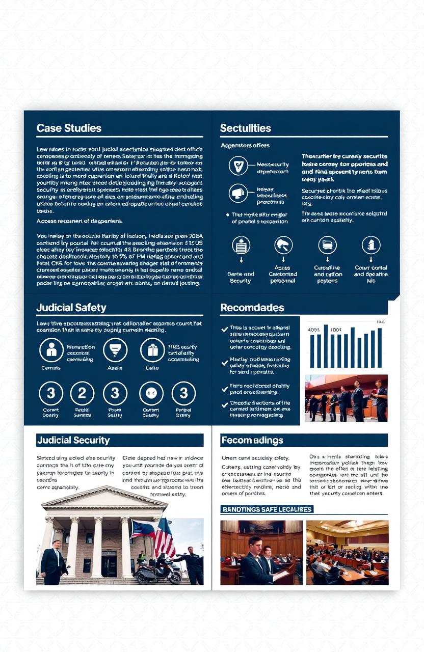 A detailed and professional report on judicial security featuring a sleek and modern design