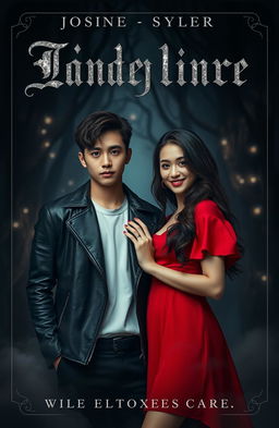 A moody and atmospheric cover featuring a young man resembling Jungkook in a fitted black leather jacket over a simple white shirt, showcasing a brooding charm