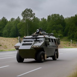 One state-of-the-art armored military vehicle forging ahead on a freeway, followed by twelve kidnappers decked in skeleton face masks and normal bullet-proof vests.