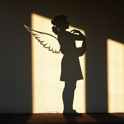 A visually striking image of the shadow of a man and a woman embracing on a wall