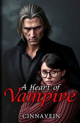 A dark romance book cover depicting an ancient, beautiful male vampire with a strong jawline and middle-length hair, exuding a warrior-like presence