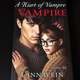 A captivating book cover featuring a dark romance scene between a beautiful male vampire, showcasing a strong jawline and middle-length hair, reminiscent of a warrior
