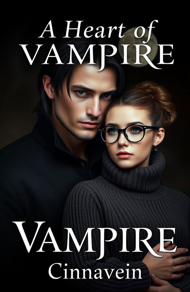 A dark and captivating cover for a romance novel titled 'A Heart of Vampire'