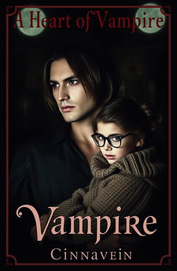 A dark and captivating cover for a romance novel titled 'A Heart of Vampire'