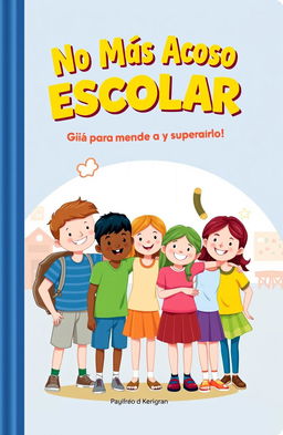 A book cover design for a juvenile guide titled 'No Más Acoso Escolar: Guía para Entenderlo y Superarlo'