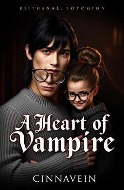 A dark romance novel cover featuring a beautiful male vampire with a strong jawline and middle-length hair, exuding a warrior-like presence