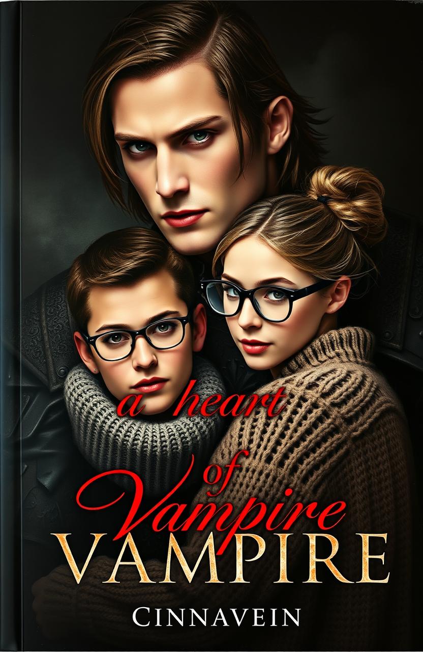 A dark romance cover featuring a beautiful yet cruel male vampire with a strong jawline and medium-long hair, resembling a fierce warrior