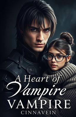 A dark romance cover featuring a beautiful yet cruel male vampire with a strong jawline and medium-long hair, resembling a fierce warrior