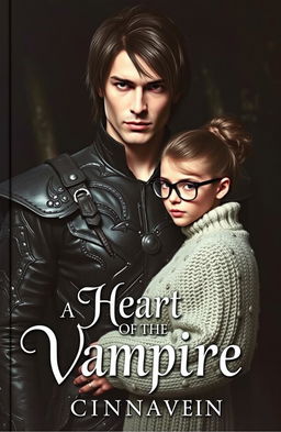 A captivating dark romance book cover featuring a beautiful, yet cruel male vampire with a strong jawline and medium-length hair, resembling a fierce warrior dressed in intricately designed ancient leather armor