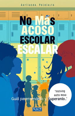 A powerful and evocative book cover design titled "No Más Acoso Escolar: Guía para Entenderlo y Superarlo"