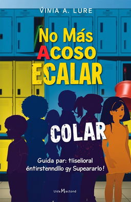 A powerful and evocative book cover design titled "No Más Acoso Escolar: Guía para Entenderlo y Superarlo"