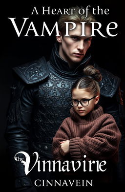 A captivating dark romance book cover featuring a beautiful yet cruel male vampire with a strong jawline and medium-length hair, resembling a fierce warrior, dressed in intricately designed ancient leather armor