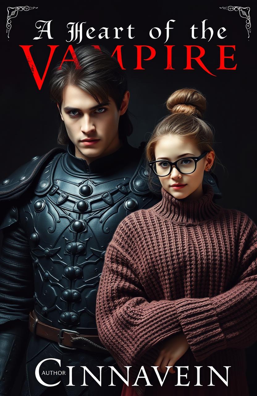 A captivating dark romance book cover featuring a beautiful yet cruel male vampire with a strong jawline and medium-length hair, resembling a fierce warrior, dressed in intricately designed ancient leather armor