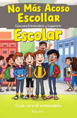A vibrant and engaging cartoon cover illustrating a school setting with diverse students