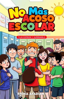 A vibrant cartoon cover illustrating a school setting where various characters are experiencing school bullying